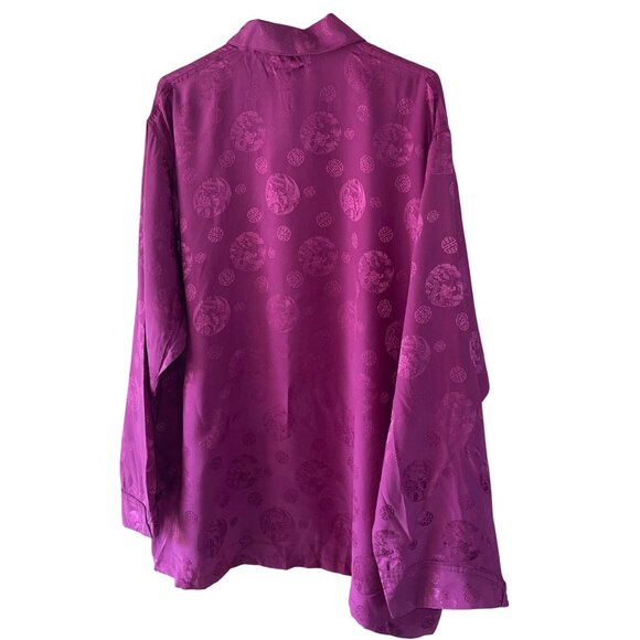 Begonia Vintage Mens Shirt Size XXL Pink Embossed Rare Casual Pure Silk - Picture 2 of 12